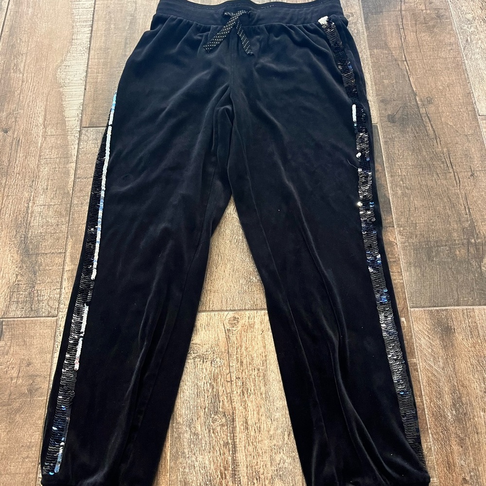 Girls Velour pants with sequin detail